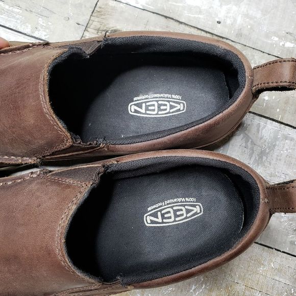 Keen mens genuine leather slip on loafers brown main image 5